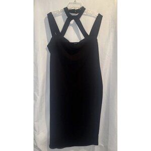 Boohoo Women’s Black Sleeveless Strappy Knee Length Dress Stretch Sz 16 NEW